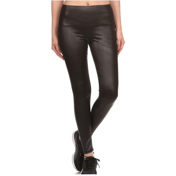 Pants - High Waist Faux Leather Leggings